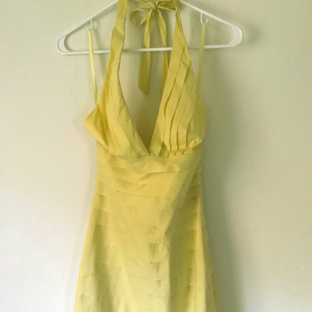 Yellow BCBG Ruffle Halter Dress Size 0 XS